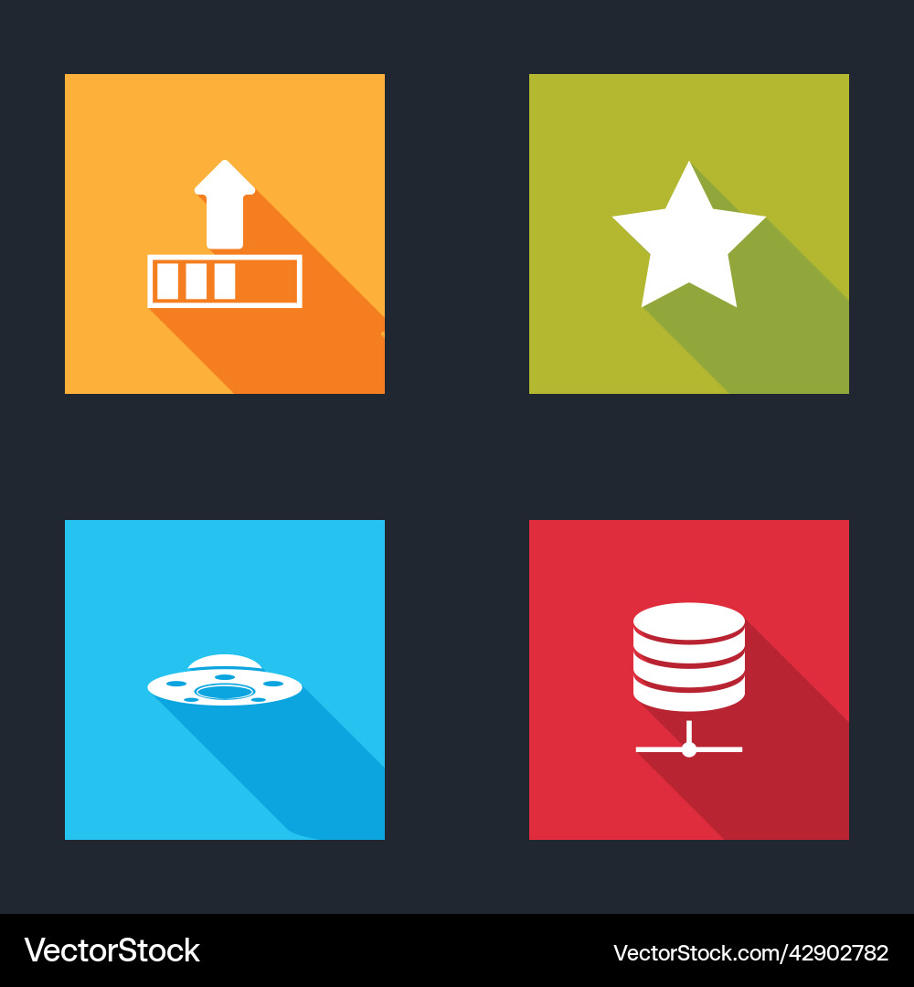 Set loading star ufo flying spaceship and server Set loading star ufo flying spaceship and server vector image