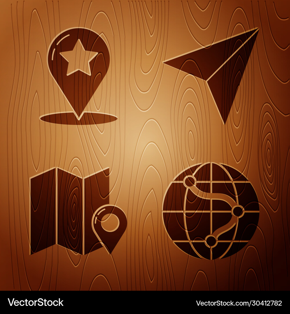 Set location on globe map pointer with star Set location on globe map pointer with star Vector Image
