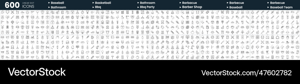 Set of 600 thin line icons in this bundle include vector image