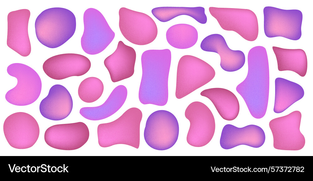 Set of organic irregular mesh pink gradient blob Set of organic irregular mesh pink gradient blob vector image