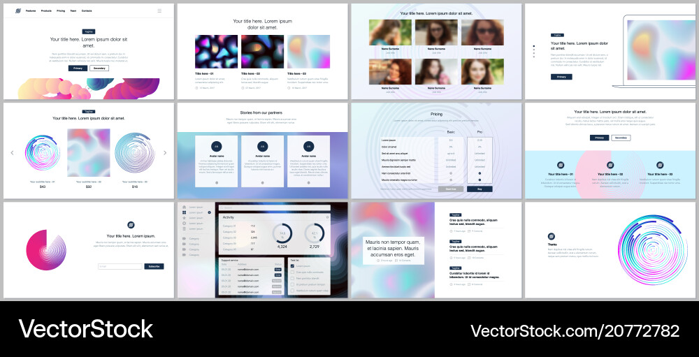 Templates with geometric patterns gradient Templates with geometric patterns gradient vector image