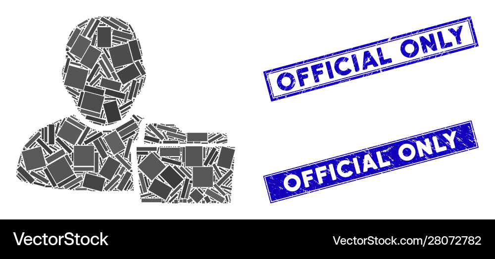 User document folder mosaic and grunge rectangle Vector Image