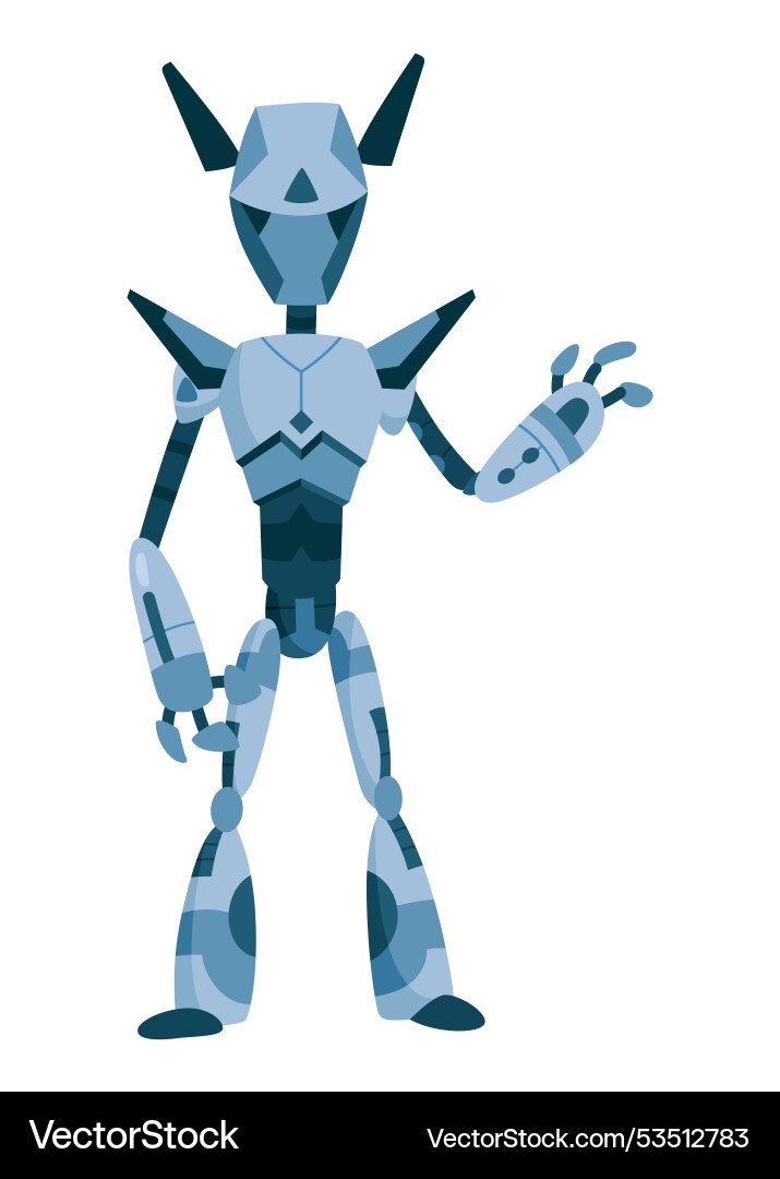 A vibrant and stylized blue robot character Vector Image