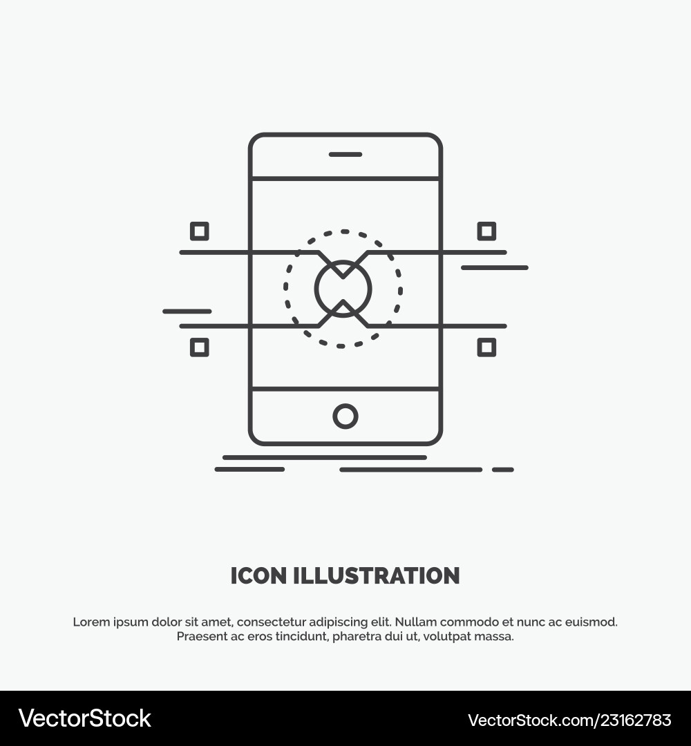 Api interface mobile phone smartphone icon line Api interface mobile phone smartphone icon line vector image