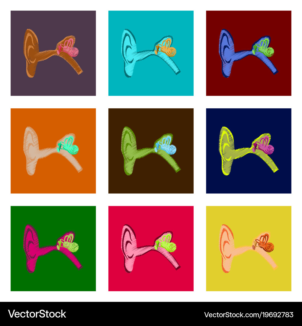 Assembly of flat shading style icon ear Vector Image
