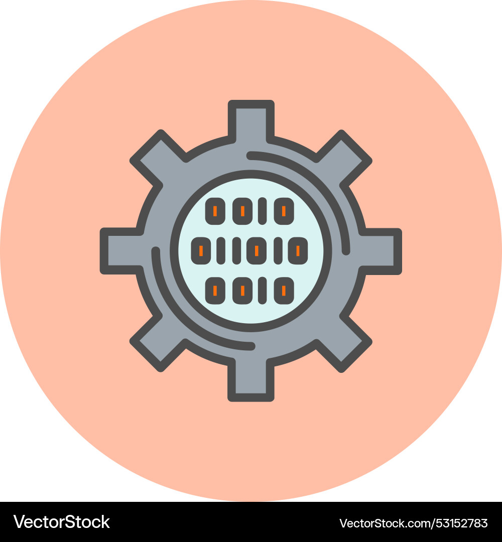 Binary code line filled circle icon vector image