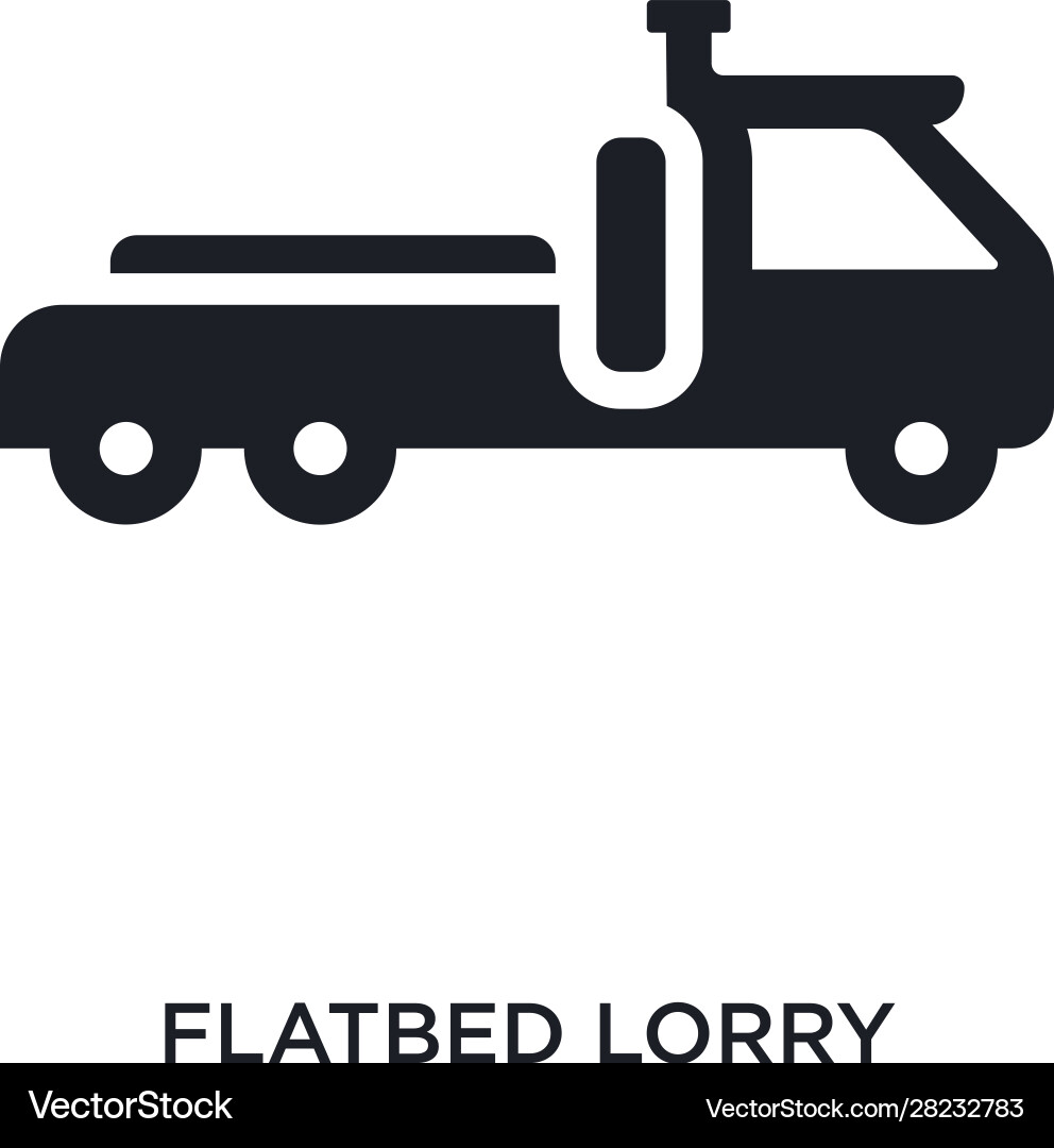 Black flatbed lorry isolated icon simple element Black flatbed lorry isolated icon simple element vector image
