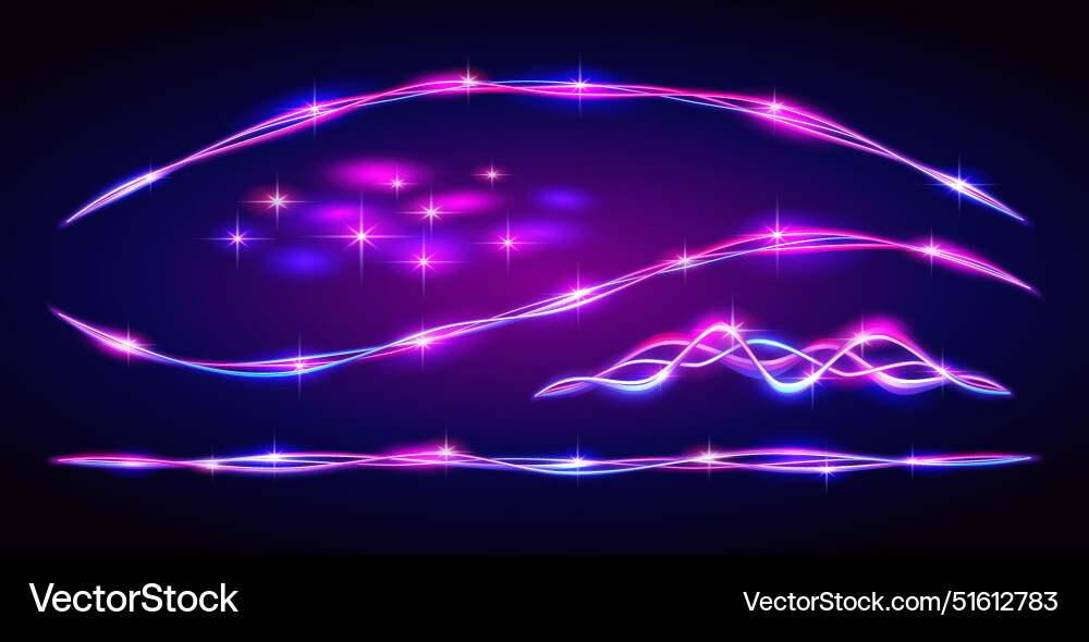 Bunte wavy Neon lineare Dekorationsartikel Bunte wavy Neon lineare Dekorationsartikel vektorbild