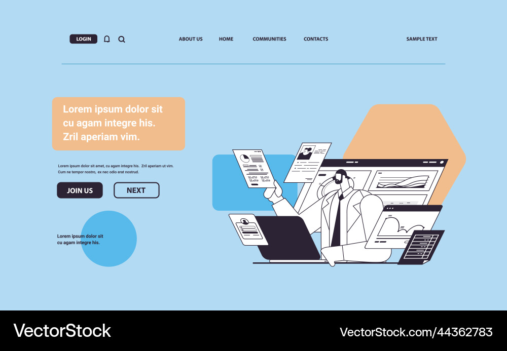 Businessman analyzing charts and graphs data Businessman analyzing charts and graphs data vector image
