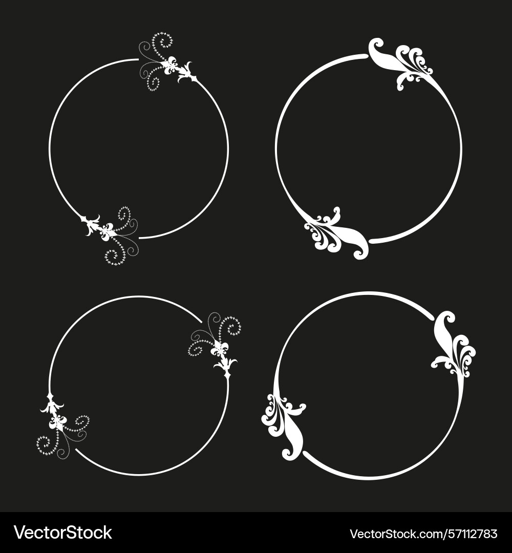 Circular frames on black abstract round borders Vector Image