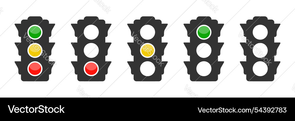 Colored traffic light collection icon set vector image