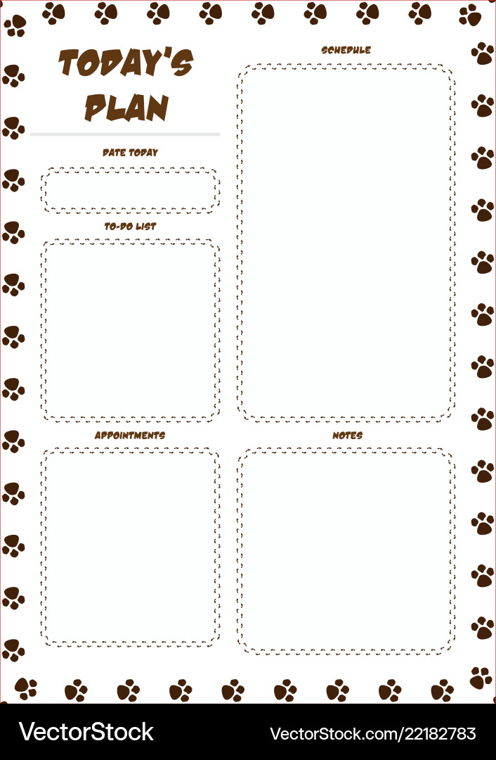 Daily planner template ready for print with space Daily planner template ready for print with space vector image