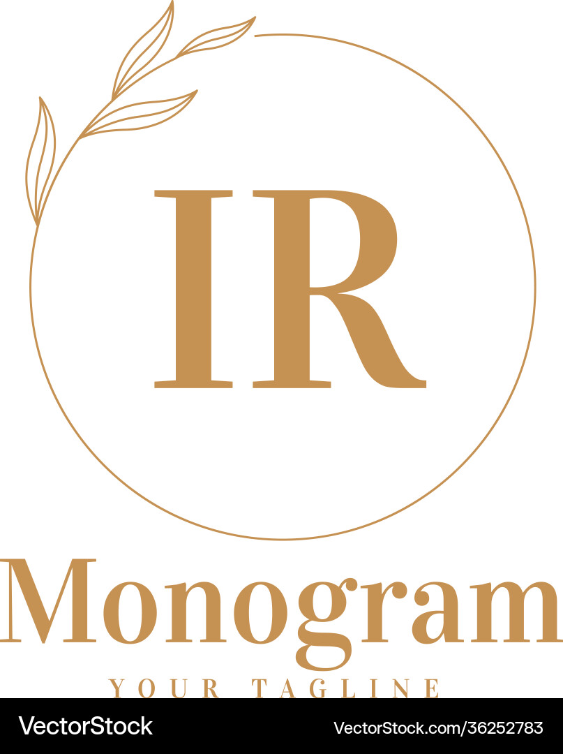 Elegant IR Initial Logo - Monogram Style Vector Image