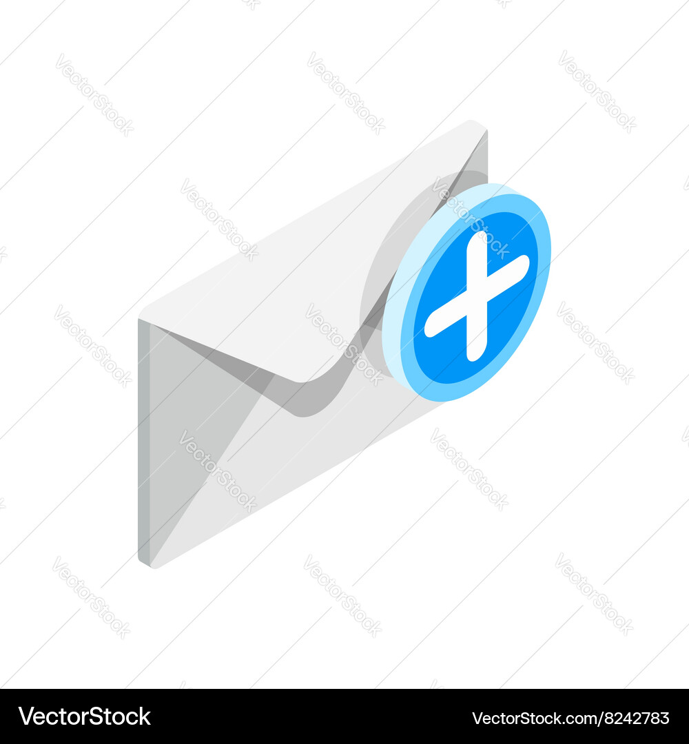 Envelope with plus sign icon isometric 3d style vector image