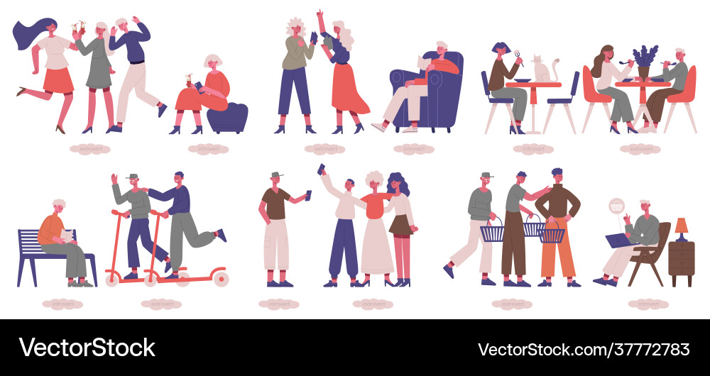 Extrovertieren und Introvertieren Zeichen vektorbild