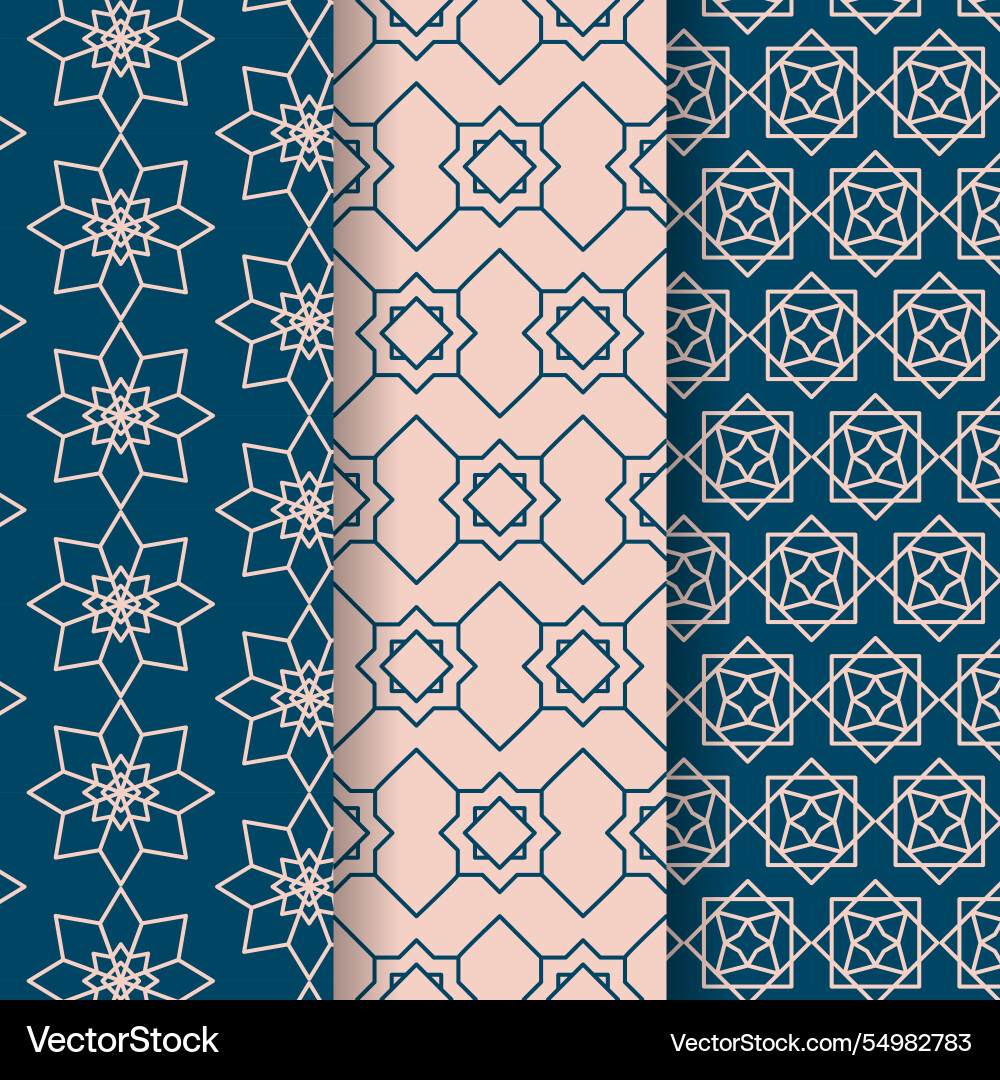 Flat linear arabic pattern collection vector image