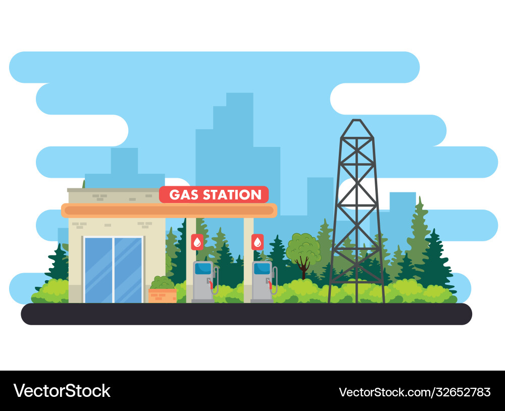Gas filling station service structure Vector Image