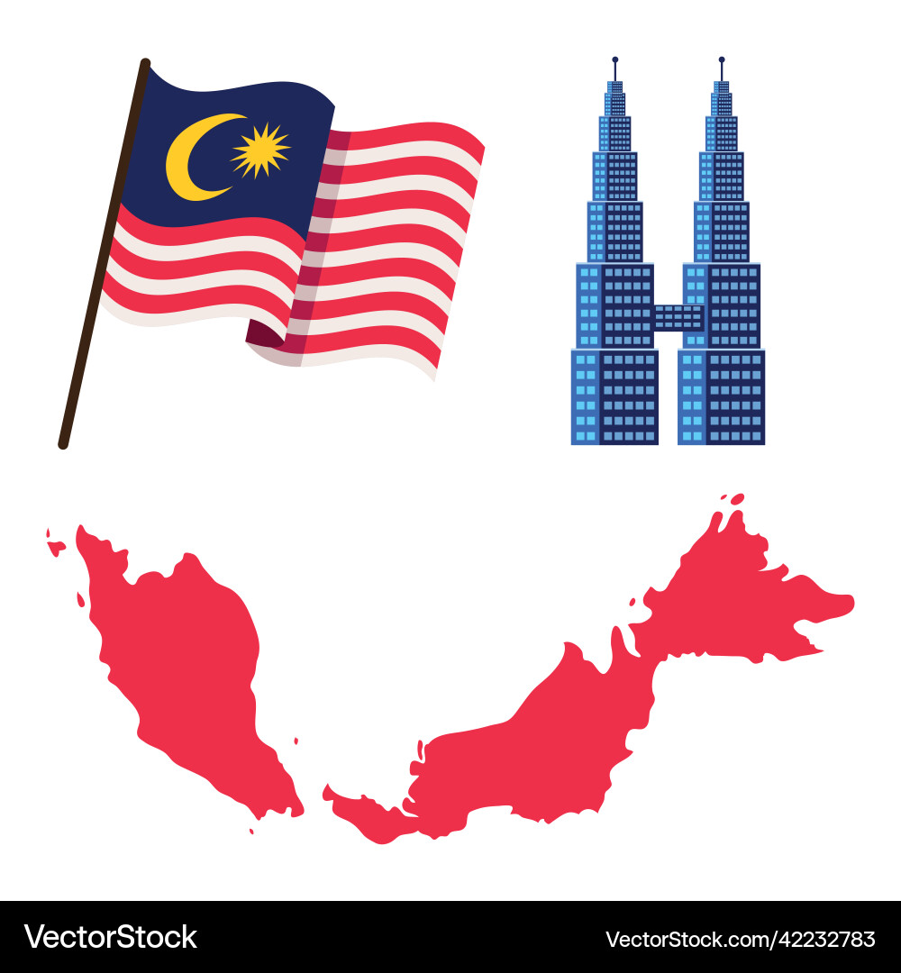 Hari merdeka icon set Vector Image
