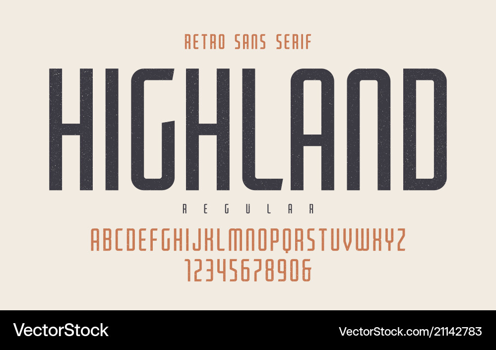 Highland Condensed Retro Font Vector Image