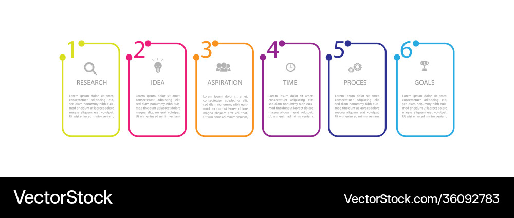 Infographic thin line design with icons and 6 Vector Image