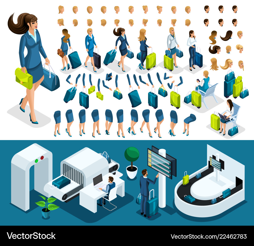 Isometric set create your character Isometric set create your character vector image