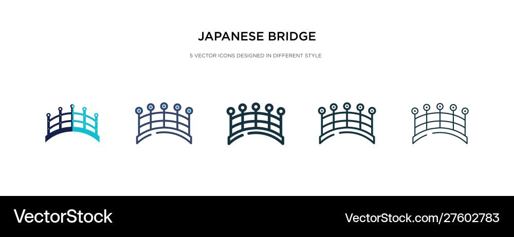 Japanese bridge icon in different style two Japanese bridge icon in different style two Vector Image