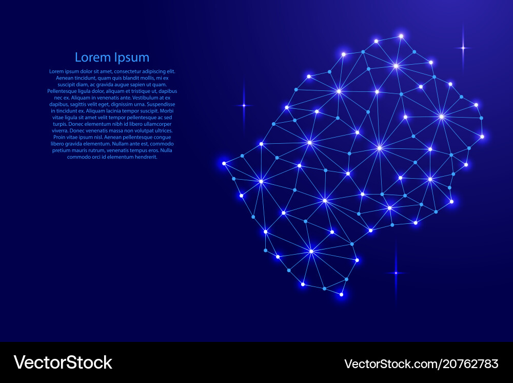 Lesotho map of polygonal mosaic lines network Lesotho map of polygonal mosaic lines network vector image