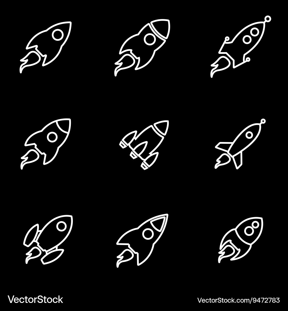 Line rocket icon set Vector Image