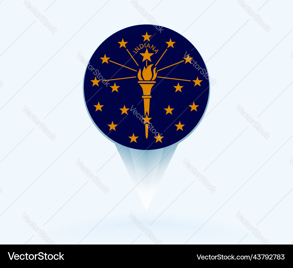 Map pointer with flag of indiana vector image