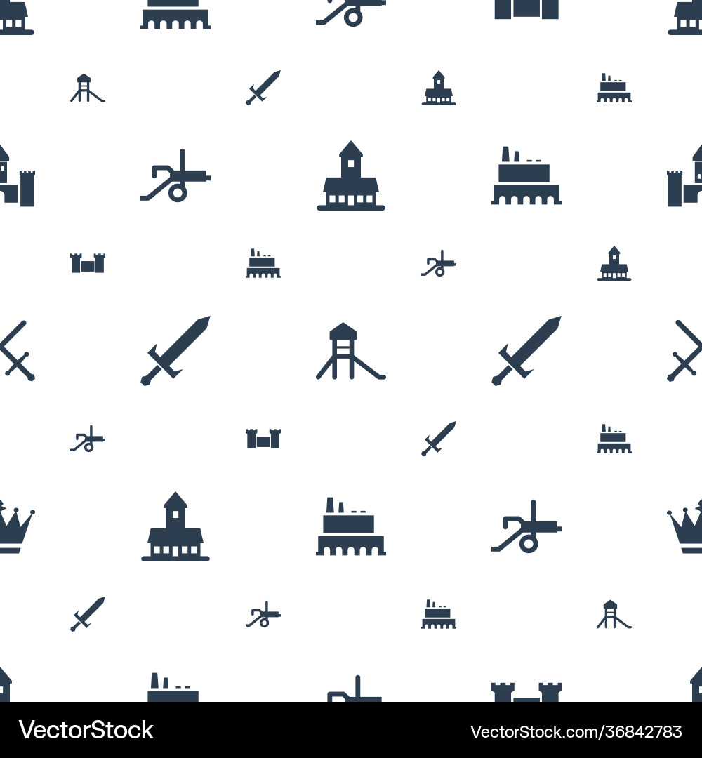 Medieval icons pattern seamless white background Medieval icons pattern seamless white background Vector Image