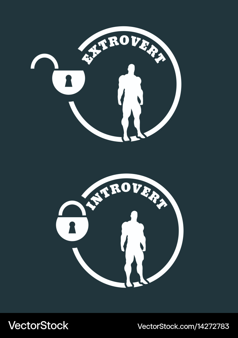 Metaphersymbole extrovertieren und introvertieren Vektorbild
