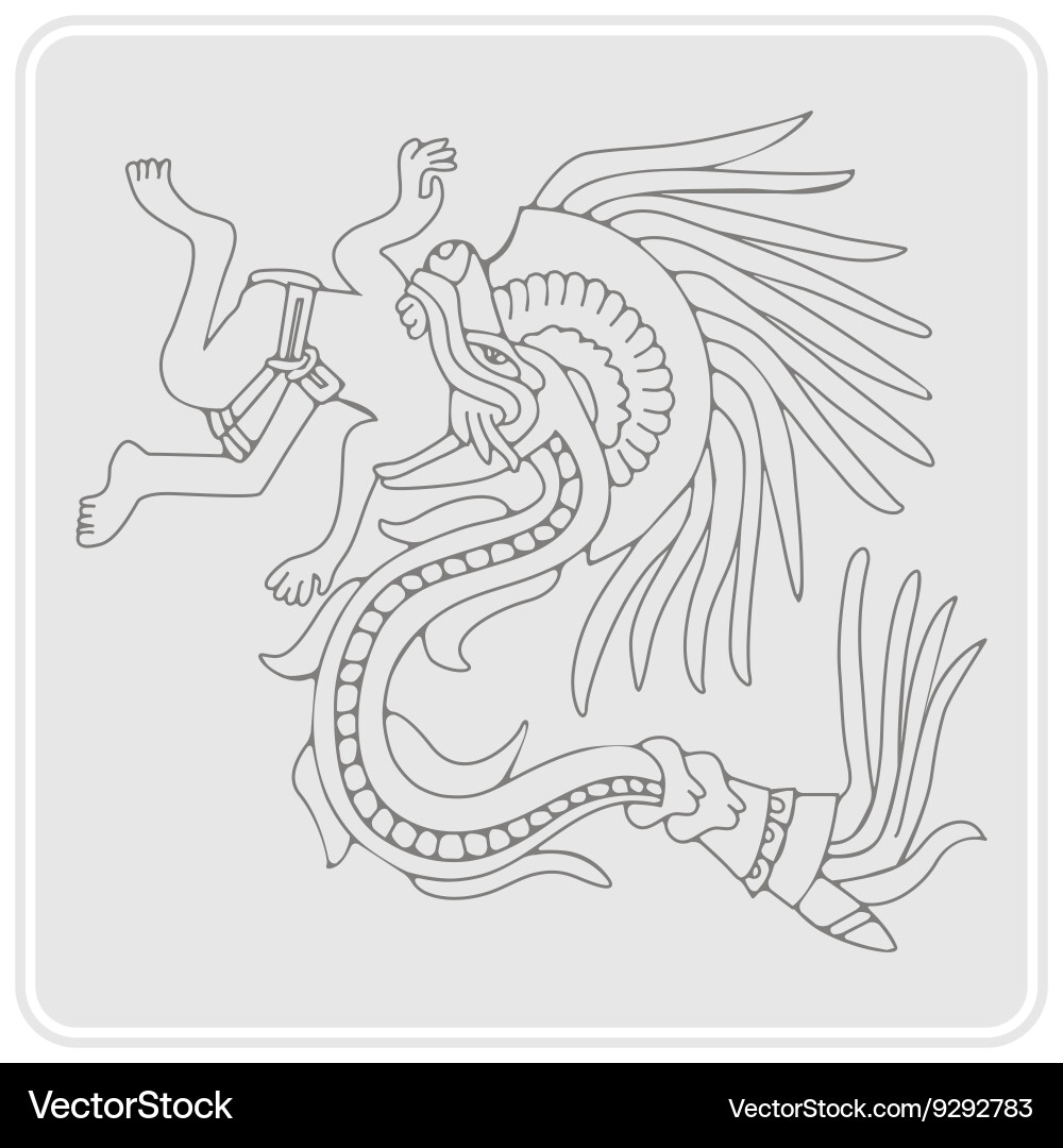 Monochrome icon with symbols from aztec codices Vector Image