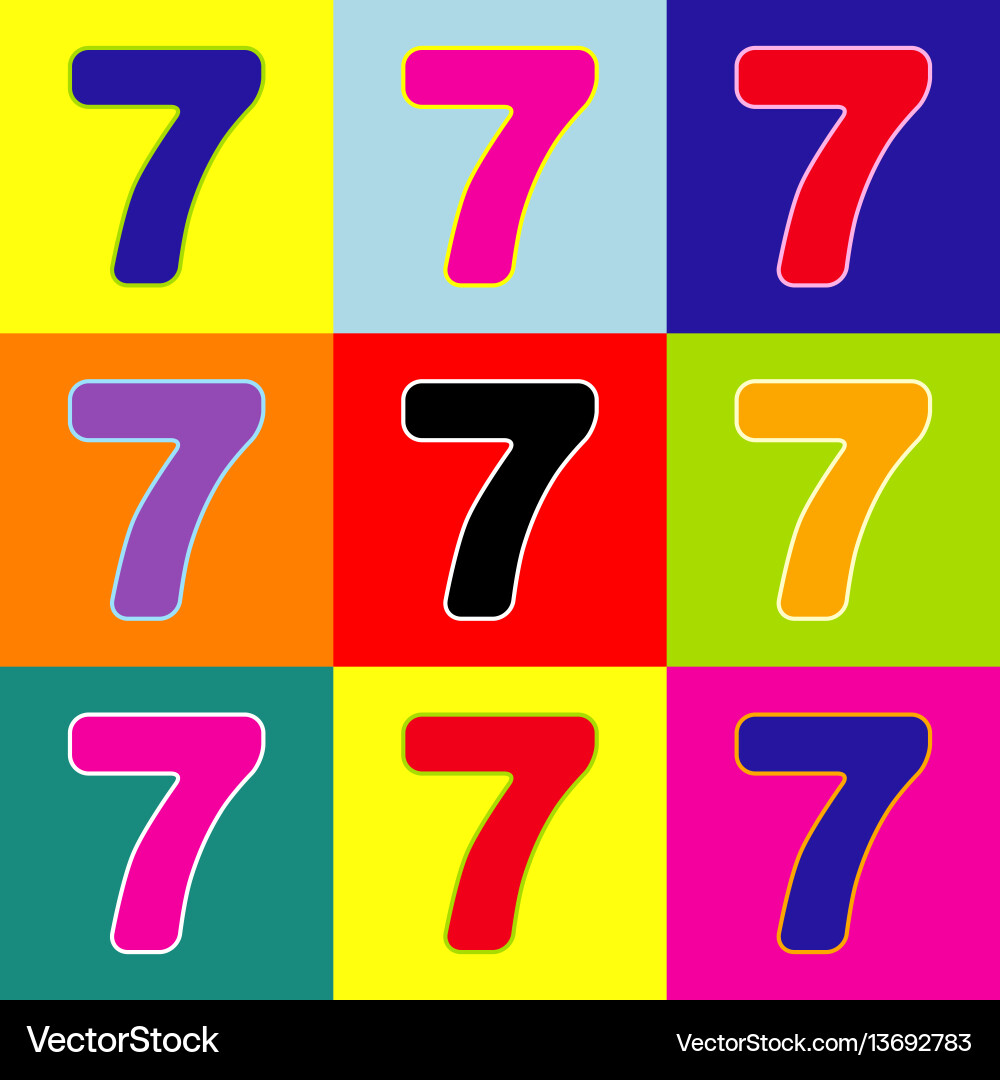 Number 7 sign design template element pop Number 7 sign design template element pop Vector Image