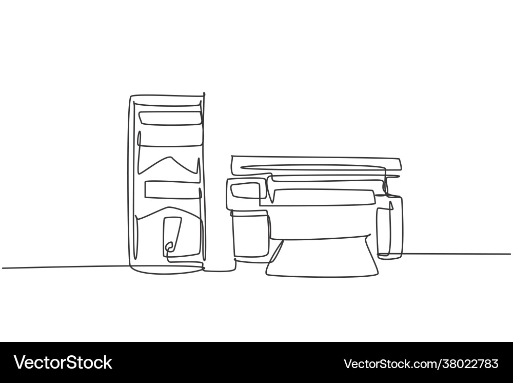 One single line drawing cpu computer One single line drawing cpu computer Vector Image