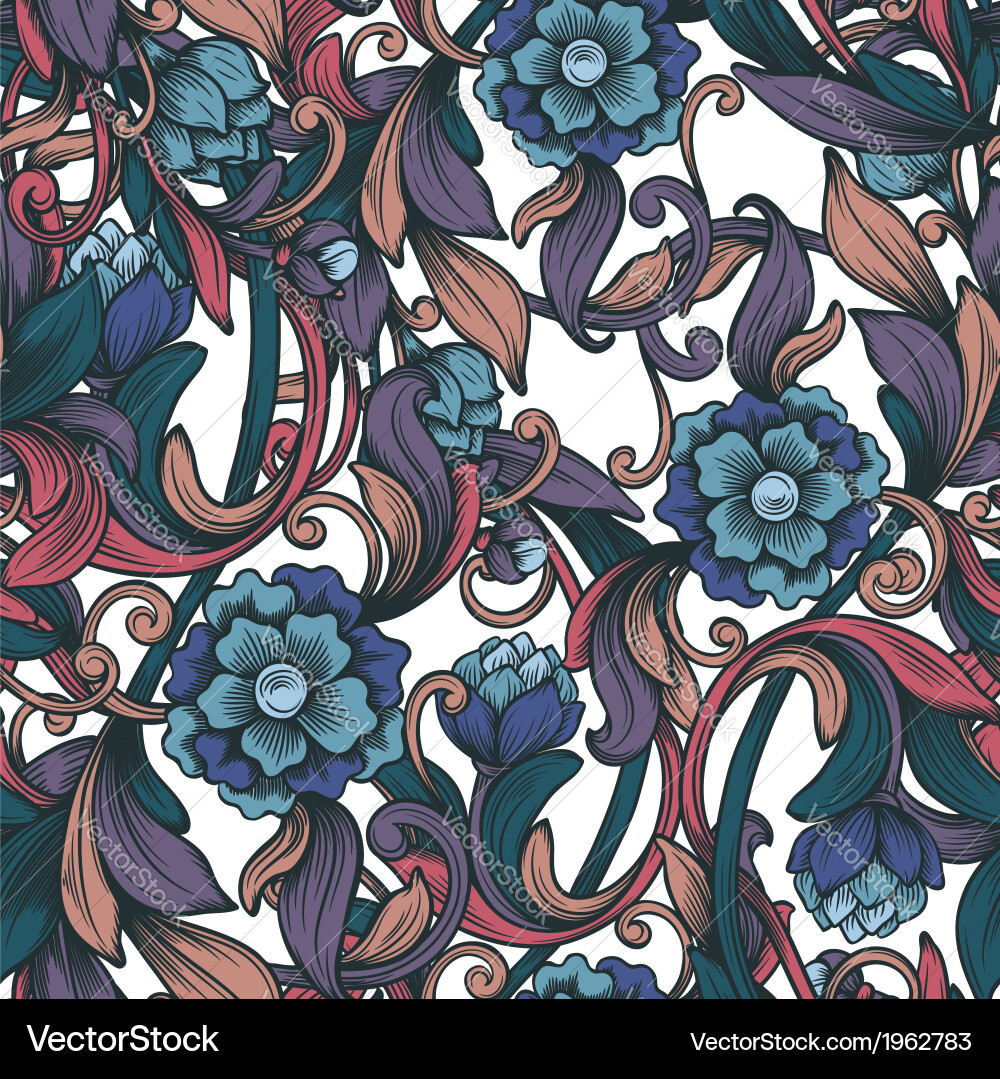 Ornate Floral Scroll Pattern vector image
