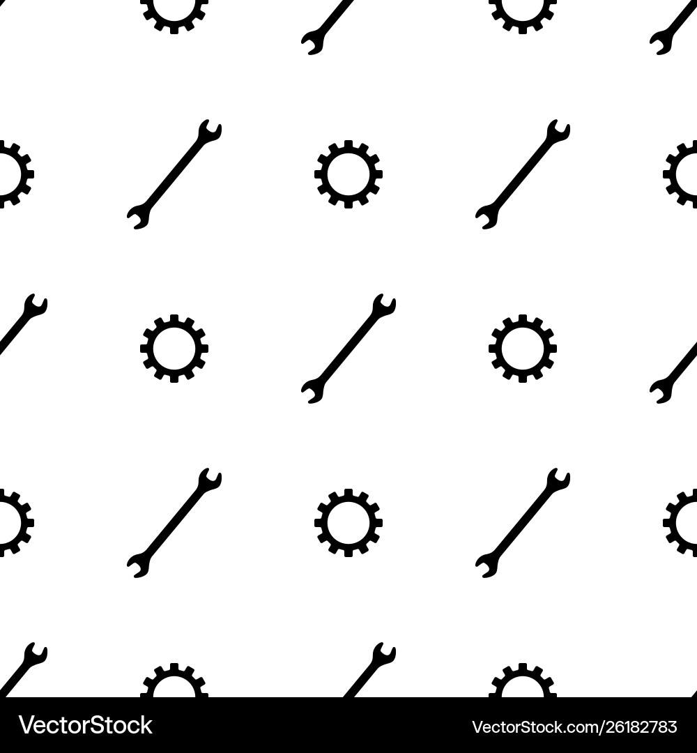 Seamless pattern with wrench and gear icons Seamless pattern with wrench and gear icons vector image