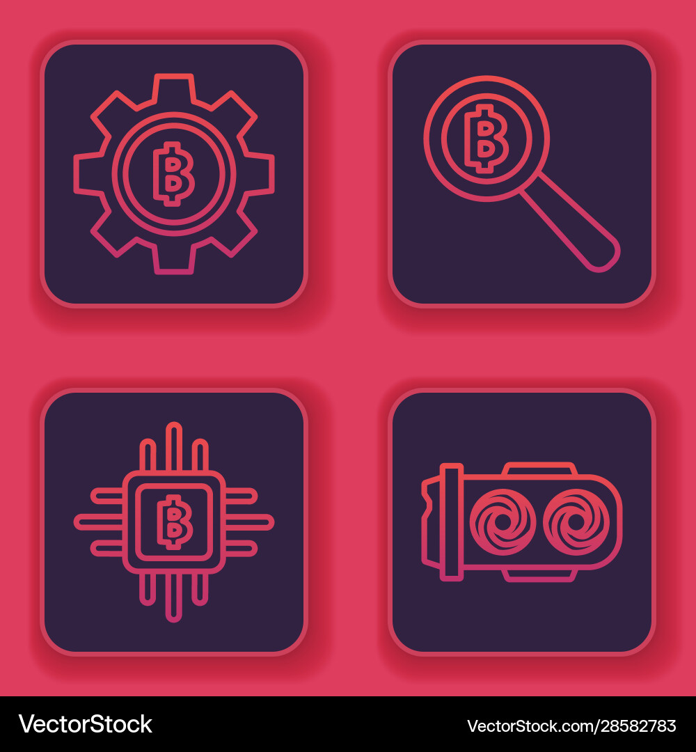 Set line cryptocurrency coin bitcoin cpu mining Set line cryptocurrency coin bitcoin cpu mining vector image
