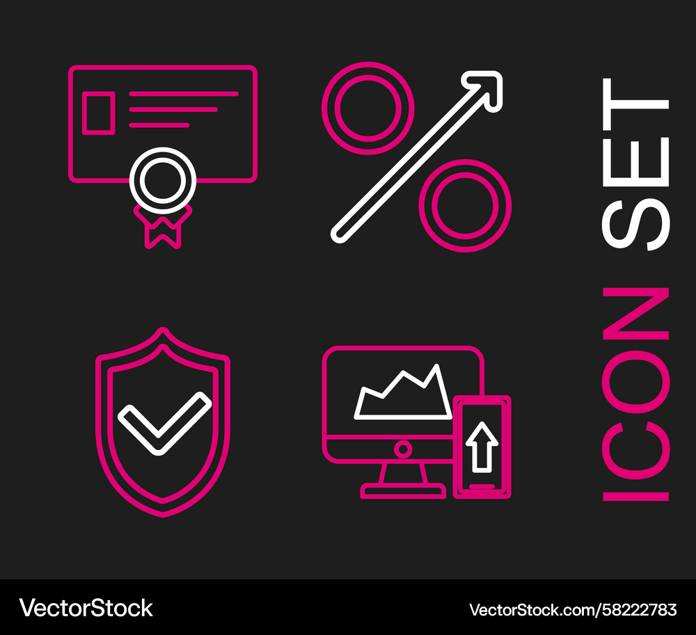 Set line financial chart or graph on the computer Vector Image