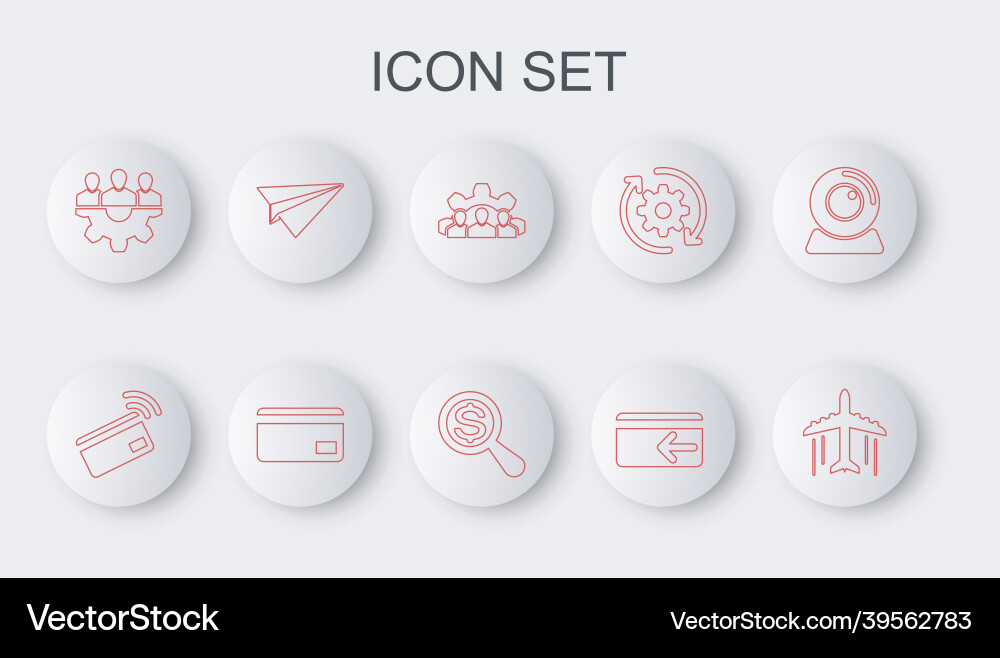 Set line plane contactless payment project team Set line plane contactless payment project team vector image