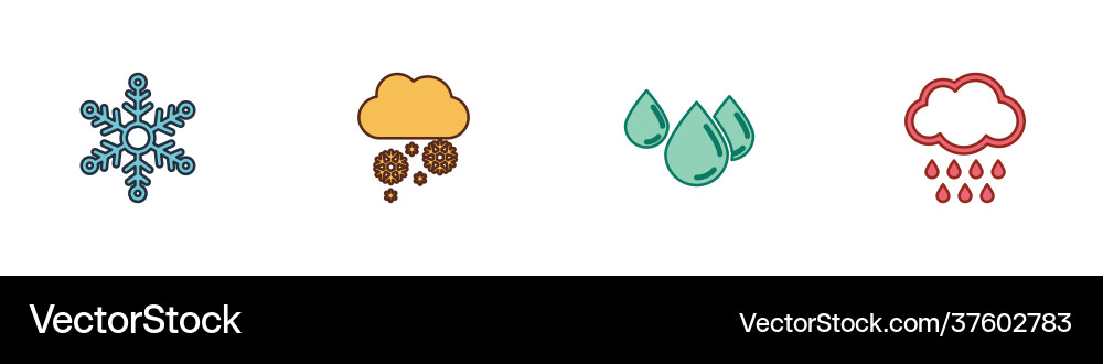 Set snowflake cloud with snow water drop Vector Image