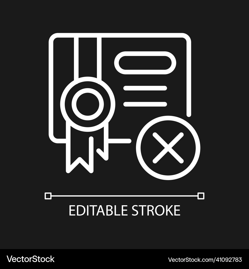 Submission decline white linear icon for dark Submission decline white linear icon for dark vector image