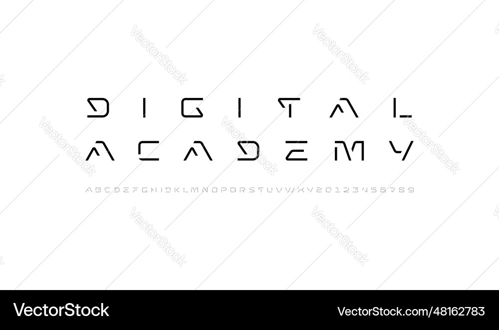Tech font digital alphabet thin latin letters a b Tech font digital alphabet thin latin letters a b vector image