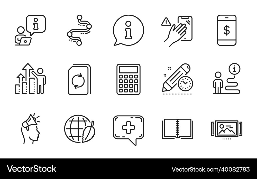 Technology icons set included icon as calculator Technology icons set included icon as calculator vector image