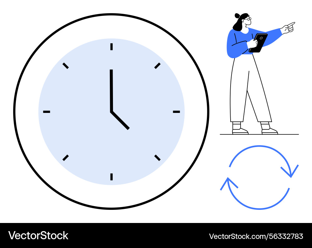 Time Management Concept - Clock & Workflow vector image