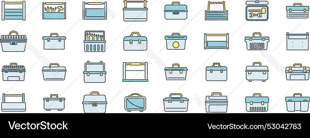 Toolbox icons set featuring different kinds Vector Image