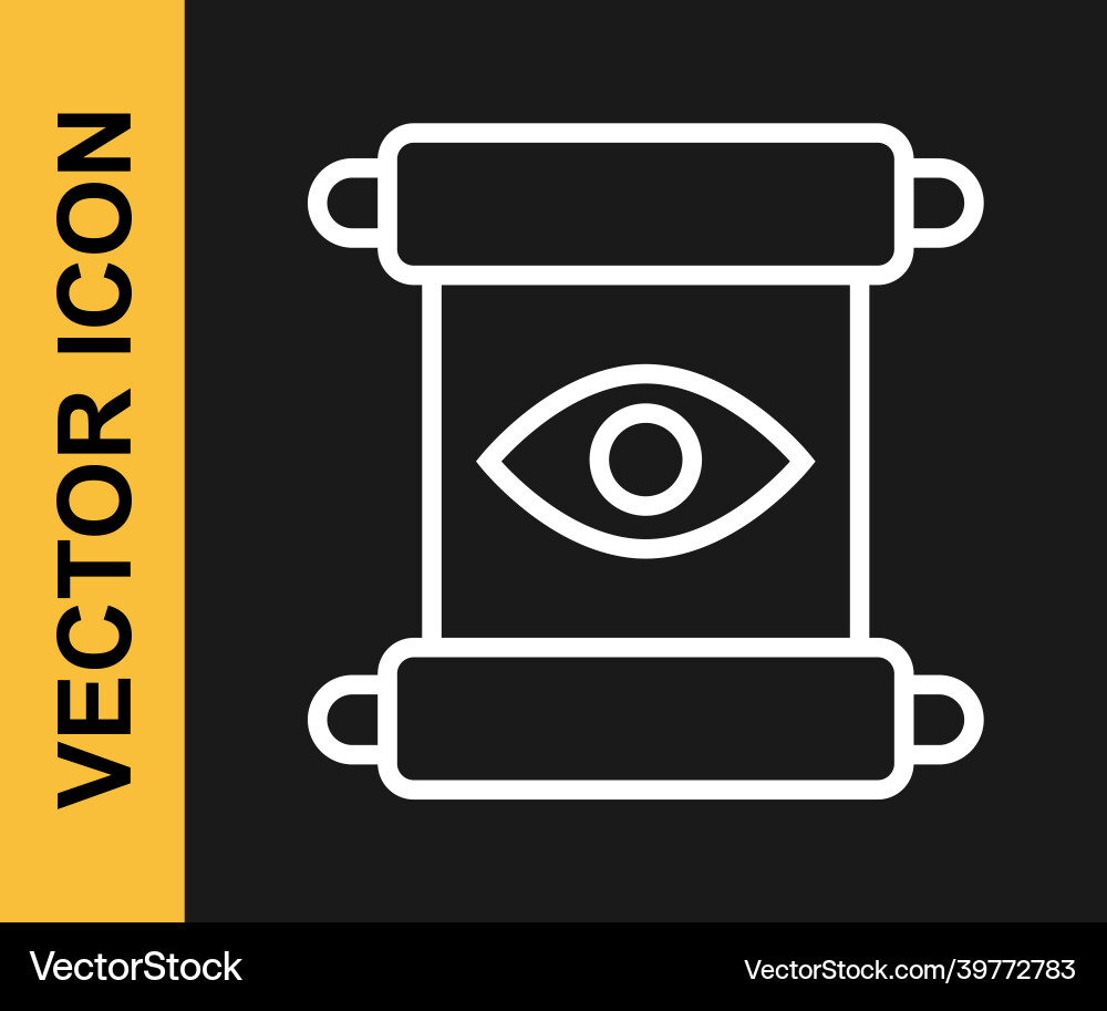 White line magic scroll icon isolated on black White line magic scroll icon isolated on black Vector Image