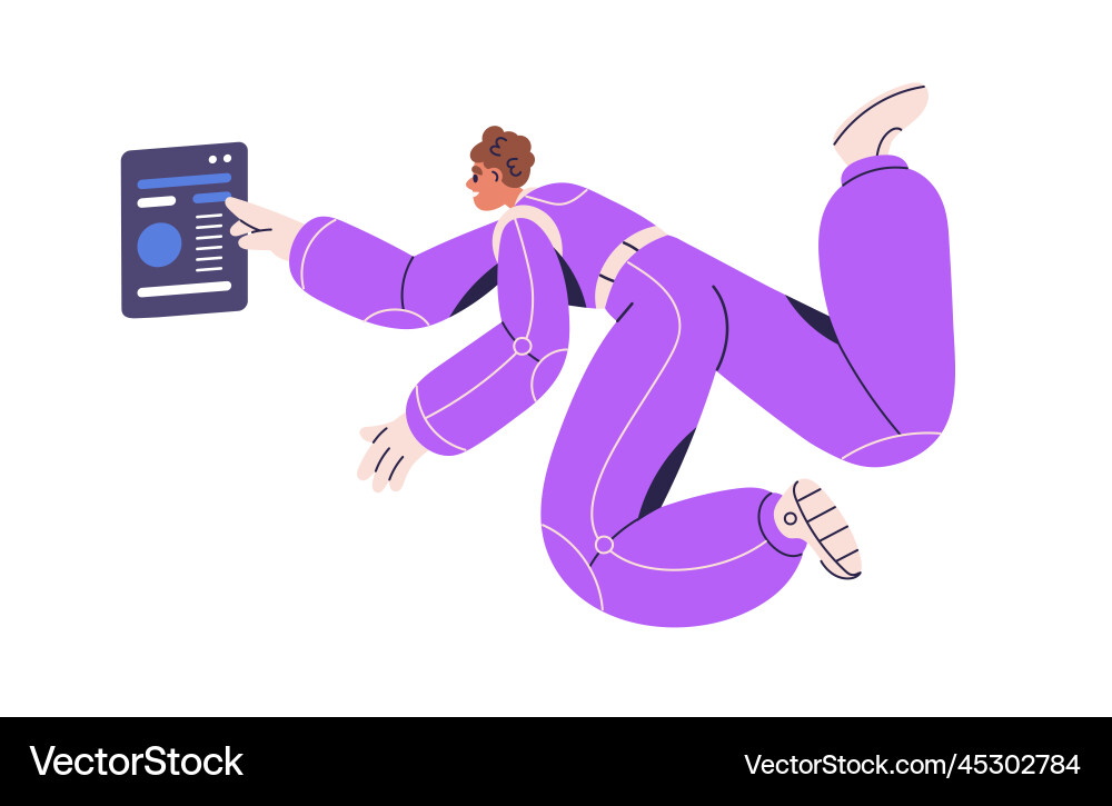 Astronaut in spacesuit floating weightlessness Astronaut in spacesuit floating weightlessness vector image
