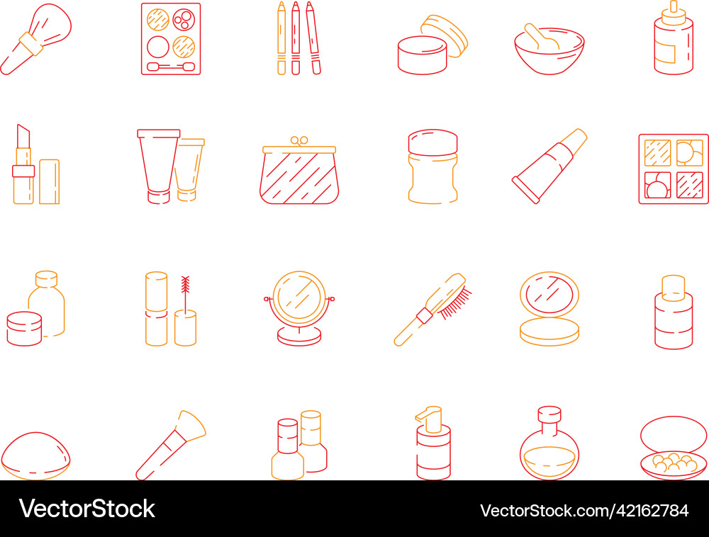 Beauty icons makeup items for women lipstick nail Beauty icons makeup items for women lipstick nail vector image