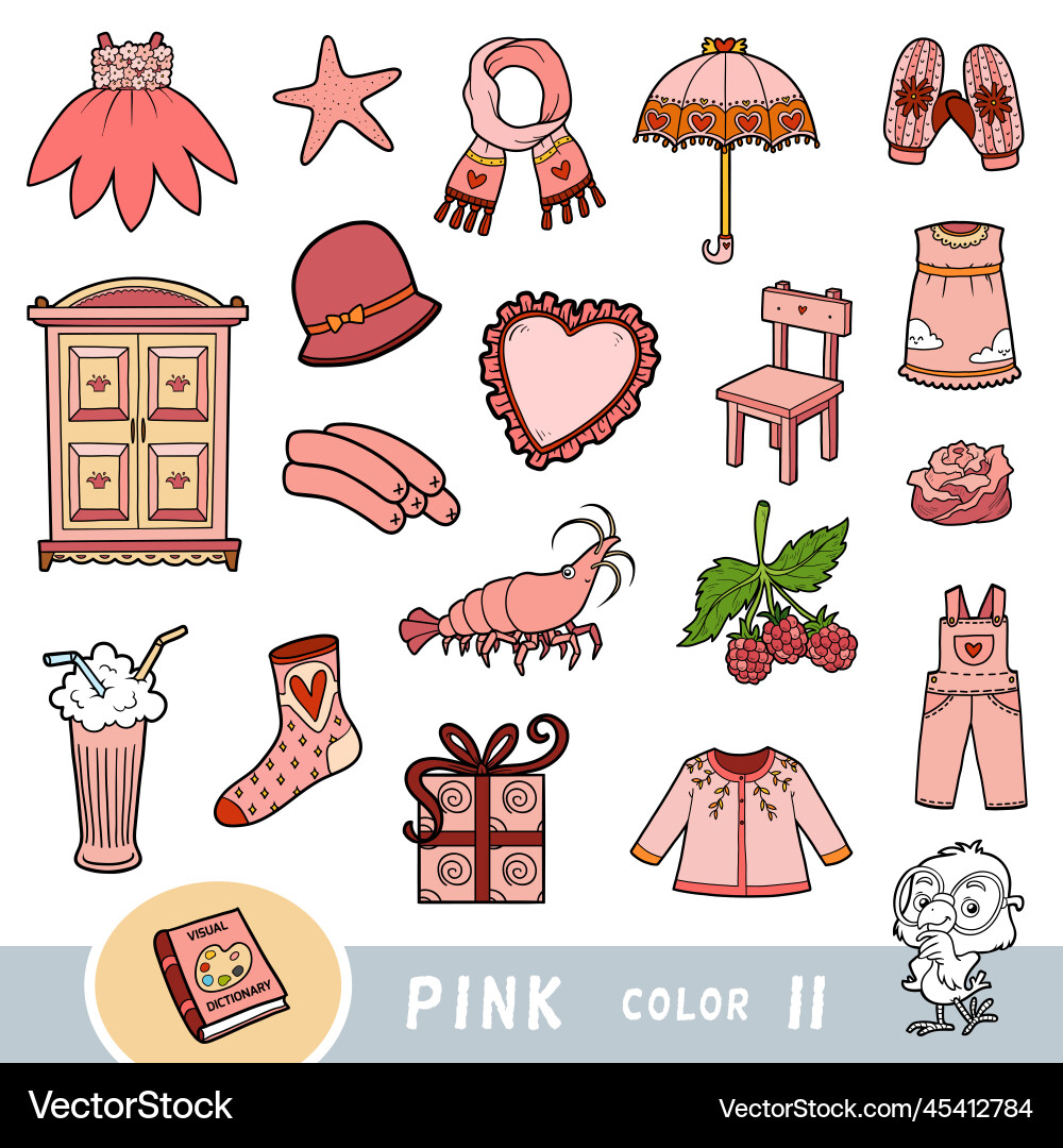 Colorful set of pink color objects visual Vector Image