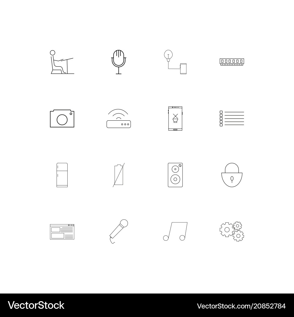 Devices linear thin icons set outlined simple vector image